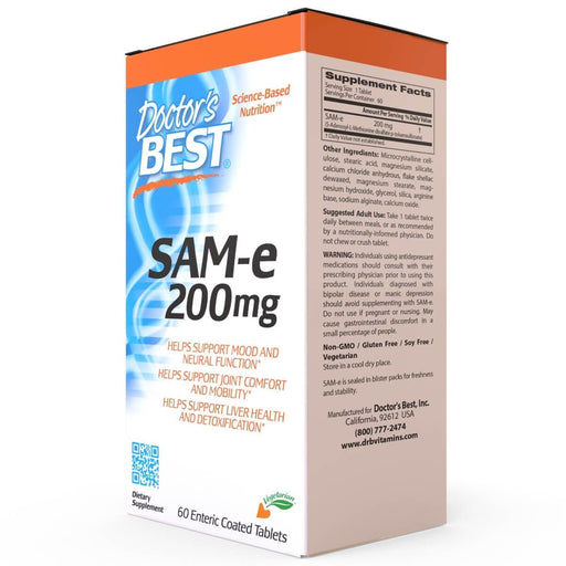 Doctor's Best SAM-e 200 mg 60 Enteric Coated Tablets | Premium Supplements at MYSUPPLEMENTSHOP
