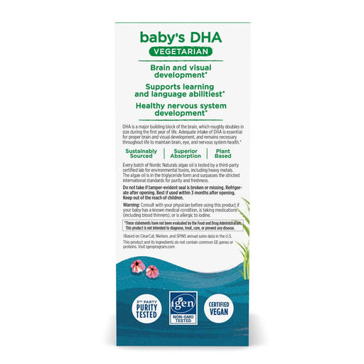 Nordic Naturals Baby's DHA Vegetarian Omega 3 1,050mg 1 fl oz | Premium Supplements at MYSUPPLEMENTSHOP