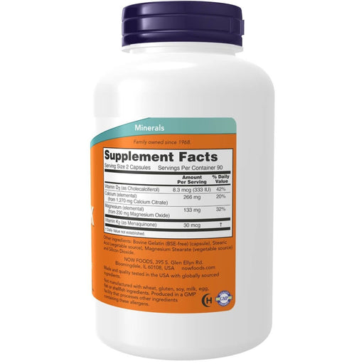 NOW Foods Cal-Mag DK with Vitamin D-3 and Vitamin K-2 180 Capsules | Premium Supplements at MYSUPPLEMENTSHOP