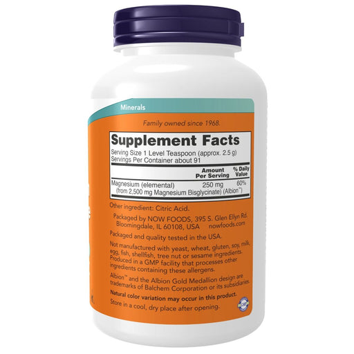 NOW Foods Magnesium Bisglycinate Powder 8oz | Premium Supplements at MYSUPPLEMENTSHOP