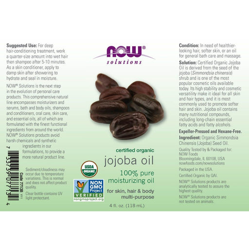NOW Foods Organic Jojoba Oil 4-Ounce | Premium Supplements at MYSUPPLEMENTSHOP