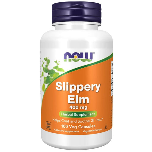 NOW Foods Slippery Elm 400 mg 100 Veg Capsules | Premium Supplements at MYSUPPLEMENTSHOP