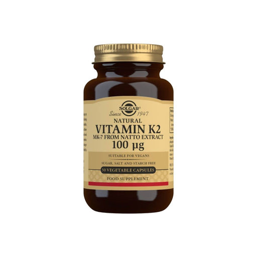 Solgar Natural Vitamin K2 (MK-7) 100 Âµg Vegetable Capsules Pack of 50 at MySupplementShop.co.uk