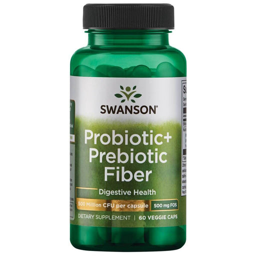 Swanson Probiotic+ Prebiotic Fiber 500 Million CFU 60 Veggie Capsules | Premium Supplements at MYSUPPLEMENTSHOP