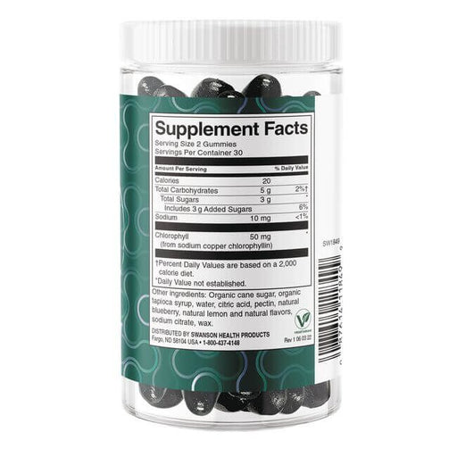 Swanson Chlorophyll Detox Gummies, Blueberry Flavoured 25mg 60 Gummies | Premium Supplements at MYSUPPLEMENTSHOP