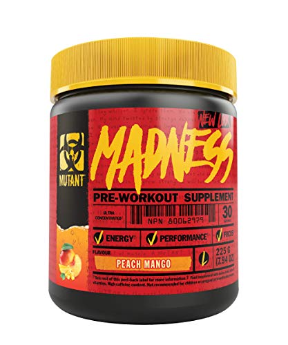 MUTANT Madness | Original Mutant Pre-Workout Powder| High-Intensity Workouts}| 30 Serving | 225 g (.83 lb) | Peach Mango | High-Quality Pre & Post Workout | MySupplementShop.co.uk