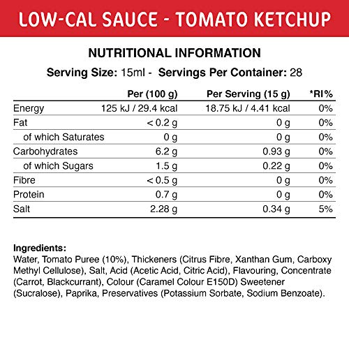 Applied Nutrition Fit Cuisine Low-Cal Sauce Tomato Ketchup 425ml | High-Quality Ketchup | MySupplementShop.co.uk