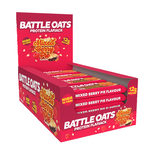 Battle Snacks Oats Protein Flapjack 12x80g Mixed Berry Pie | High-Quality Health Foods | MySupplementShop.co.uk