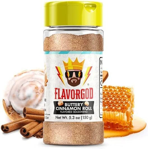 FlavorGod Buttery Cinnamon Roll Flavored Seasoning - 150g | High-Quality Health Foods | MySupplementShop.co.uk