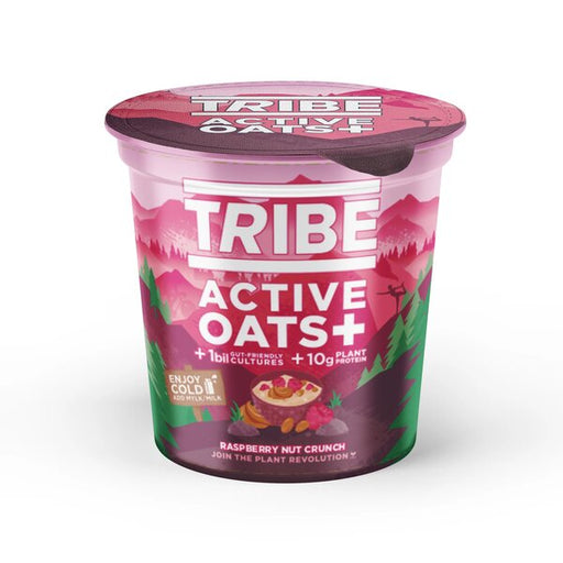 Tribe Active Oats+ Pots, Raspberry Nut Crunch - 8 x 60g | High-Quality Sports Supplements | MySupplementShop.co.uk