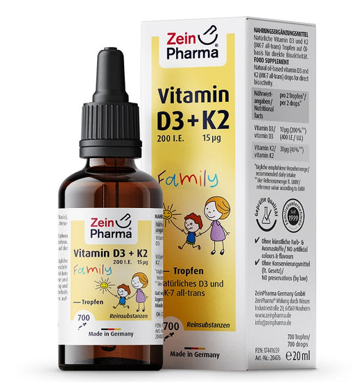 Zein Pharma Vitamin D3 + K2 Family Drops - 20 ml. | High Quality Minerals and Vitamins Supplements at MYSUPPLEMENTSHOP.co.uk