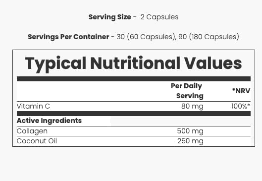 MyVitamins Coconut and Collagen  180Caps Unflavoured | High-Quality Nutritional Supplement | MySupplementShop.co.uk