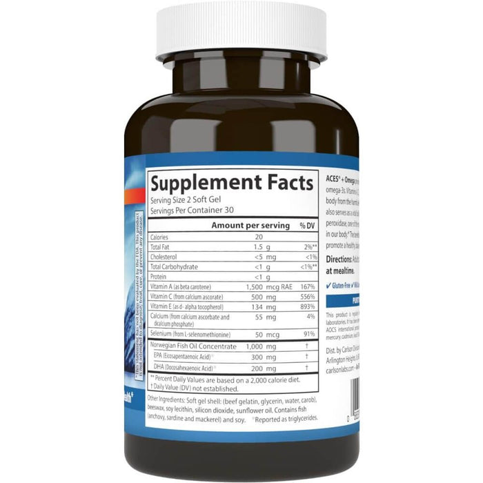 Carlson Labs ACES + Omega (Vitamin A, C, E + Selenium) 60 Softgels Best Value Immune Support at MYSUPPLEMENTSHOP.co.uk