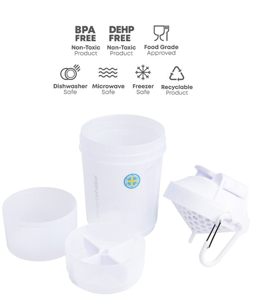 Smartshake O2Go 600ml Pure White | High-Quality Supplement Shakers | MySupplementShop.co.uk