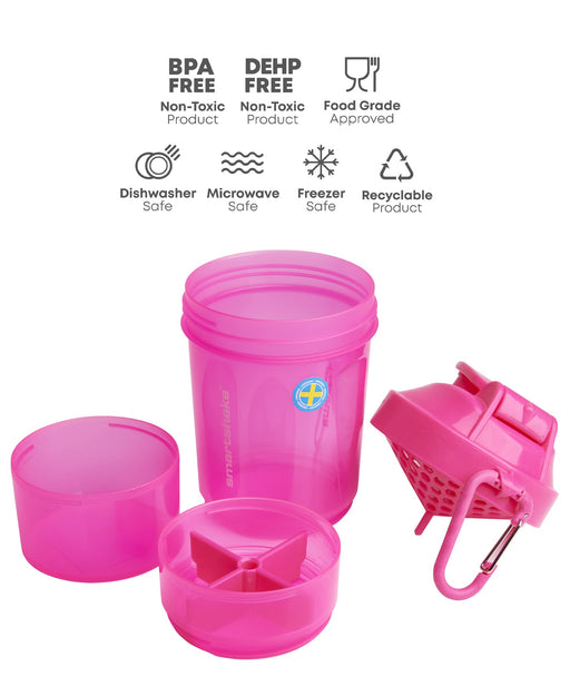 Smartshake O2Go 600ml Neon Pink | High-Quality Supplement Shakers | MySupplementShop.co.uk