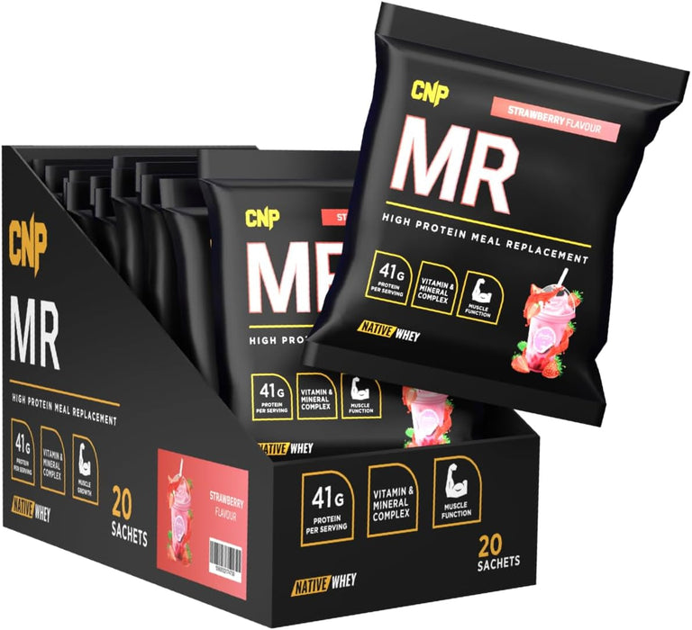 CNP Professional MR, High Protein Complete Meal Replacement Shake Powder, 41g Protein with Vitamins & Minerals, Probiotics, Native Whey and Casein, 72g x 20 Sachets, 3 Flavours Available