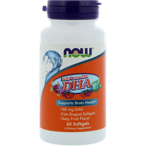 NOW Foods DHA Kid's Chewable, 100mg - 60 softgels - Health and Wellbeing at MySupplementShop by NOW Foods