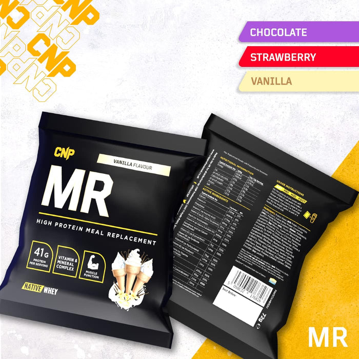 CNP Professional MR, High Protein Complete Meal Replacement Shake Powder, 41g Protein with Vitamins & Minerals, Probiotics, Native Whey and Casein, 72g x 20 Sachets, 3 Flavours Available