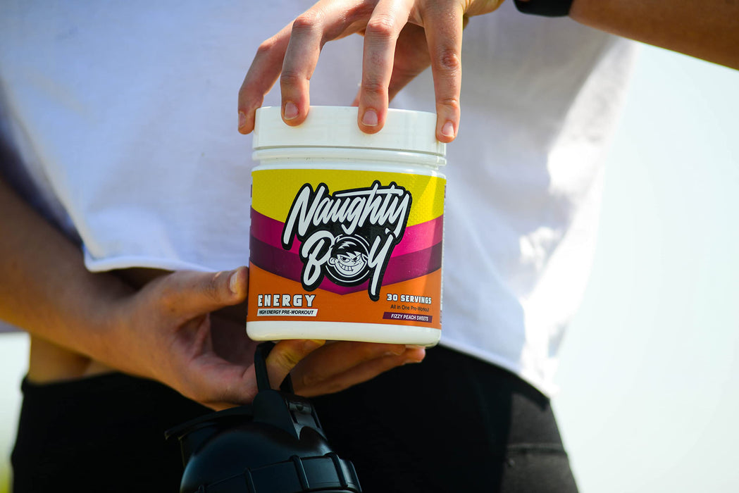 Naughty Boy Energy 390g Fizzy Peach Sweets - Pre & Post Workout at MySupplementShop by Naughty Boy