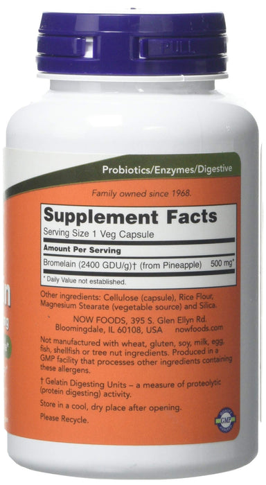 NOW Foods Bromelain, 500mg - 120 vcaps - Joint Support at MySupplementShop by NOW Foods