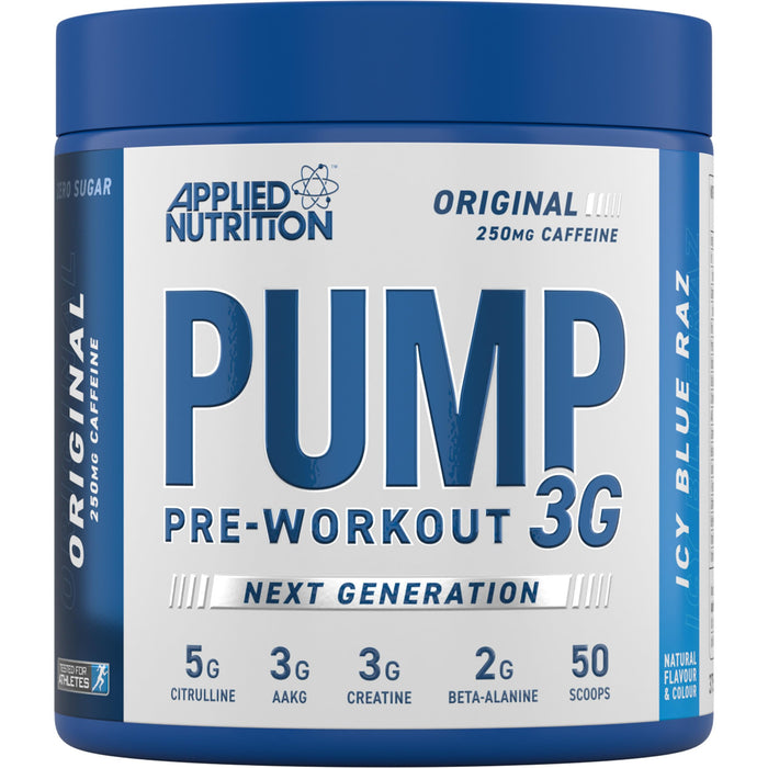 Applied Nutrition Pump 3G Pre-Workout, Icy Blue Raz - 375g - Beta-Alanine at MySupplementShop by Applied Nutrition