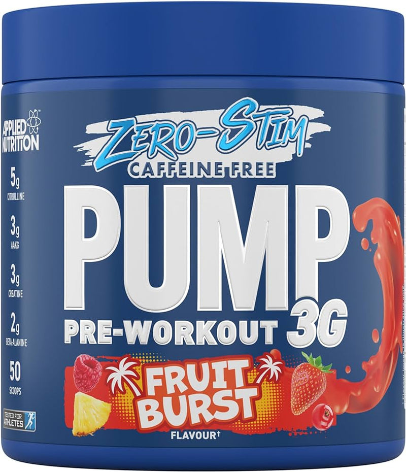 Applied Nutrition Pump Zero Stim Free Pre Workout 350g 50 Servings - Fruit Burst - Pre Workout at MySupplementShop by Applied Nutrition