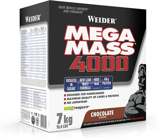 Weider Mega Mass 4000, Chocolate - 7000 grams | High-Quality Weight Gainers & Carbs | MySupplementShop.co.uk