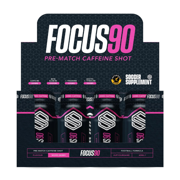 Soccer Supplement Focus Shot Caffeinated Drink 12x60ml Mixed Berry | Premium Sports Supplements at MYSUPPLEMENTSHOP.co.uk