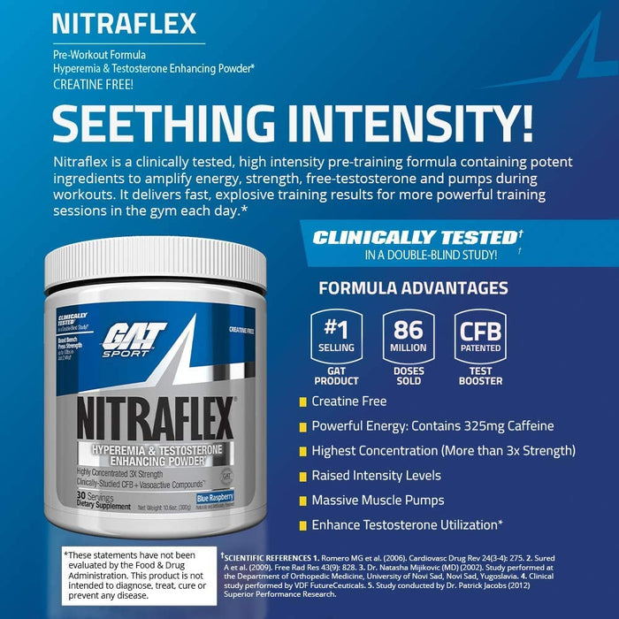 GAT Nitraflex Advanced Blue Raspberry  300g - Nitric Oxide Boosters at MySupplementShop by GAT