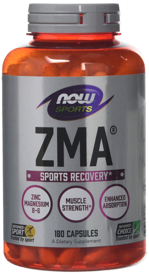 NOW Foods ZMA - Sports Recovery - 180 caps | High-Quality Natural Testosterone Support | MySupplementShop.co.uk