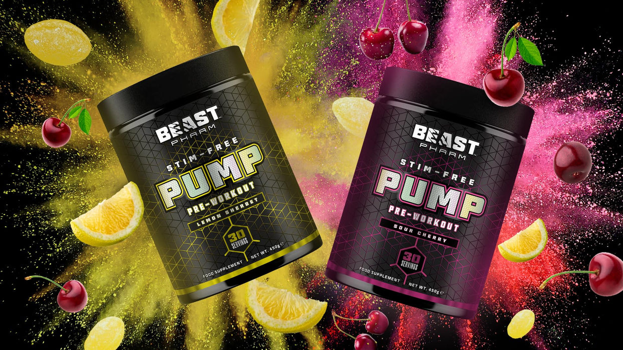 Beast Pharm STIM FREE PUMP Pre Workout 450g (Sour Cherry) - Pre Workout at MySupplementShop by Beast Pharm