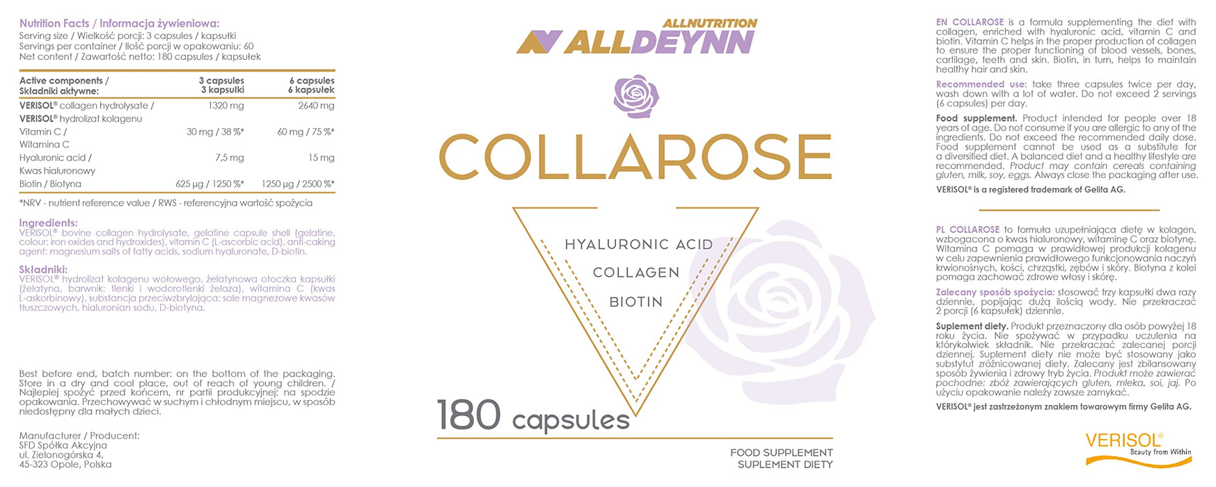 Allnutrition AllDeynn Collarose Caps 180 caps - Supplements for Women at MySupplementShop by Allnutrition