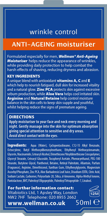 Vitabiotics Wellman Anti-Ageing Moisturiser SPF15 - 50ml - Skin at MySupplementShop by Vitabiotics