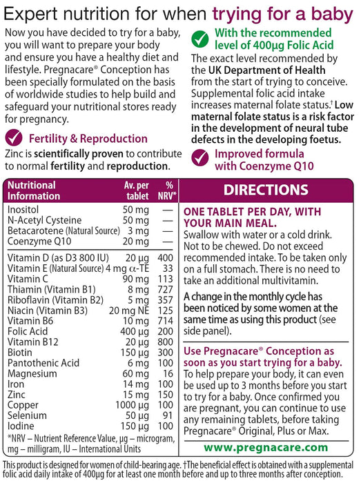 Vitabiotics Pregnacare Conception 30 Tablets - Pregnancy at MySupplementShop by Vitabiotics