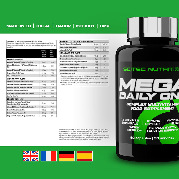 SciTec Mega Daily One - 60 caps: Multivitamin, Daily Wellness - Health and Wellbeing at MySupplementShop by SciTec