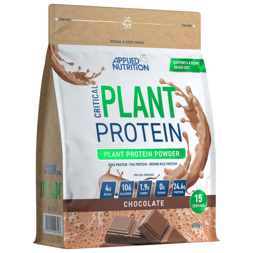 Applied Nutrition Critical Plant Protein Chocolate 450g: Plant-Powered Fitness | Premium Protein Supplement Powder at MYSUPPLEMENTSHOP