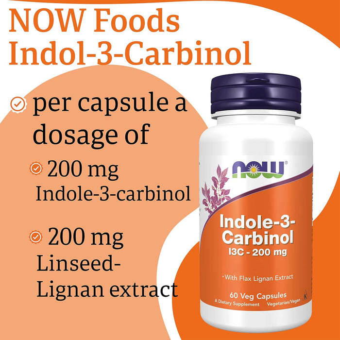 NOW Foods Indole-3-Carbinol (I3C), 200mg - 60 vcaps - Health and Wellbeing at MySupplementShop by NOW Foods