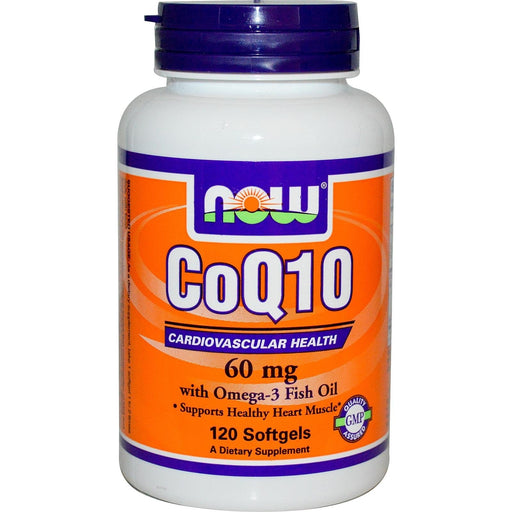 NOW Foods CoQ10 with Omega-3, 60mg - 120 softgels | High-Quality CoEnzyme Q1 | MySupplementShop.co.uk