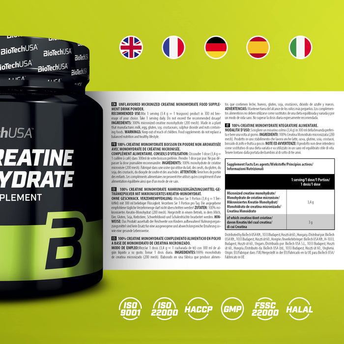BioTechUSA 100% Creatine Monohydrate, Unflavoured - 300 grams | High-Quality Creatine Supplements | MySupplementShop.co.uk