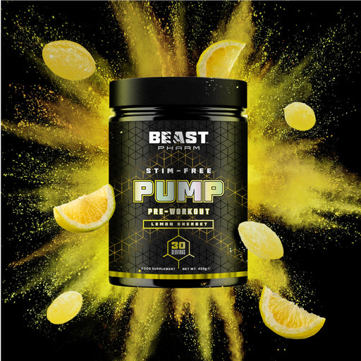 Beast Pharm STIM FREE PUMP Pre Workout 450g (Lemon Sherbet)