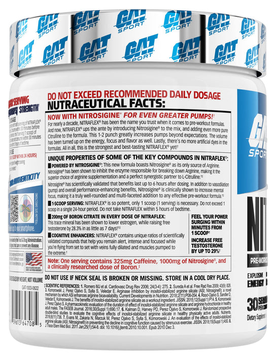 GAT Nitraflex Advanced Blue Raspberry  300g - Nitric Oxide Boosters at MySupplementShop by GAT