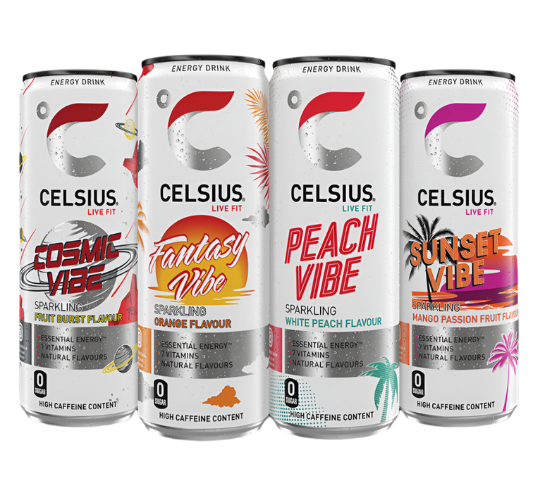 CELSIUS Fantasy Vibe Energy Drink 12x355ml – Zero Sugar, 200mg Caffeine, Refreshing Citrus Flavor