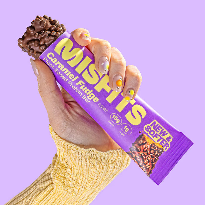 Misfits Plant-Based New and Softer Protein Bars 15x50g - Caramel Fudge - Protein Bar at MySupplementShop by Misfits