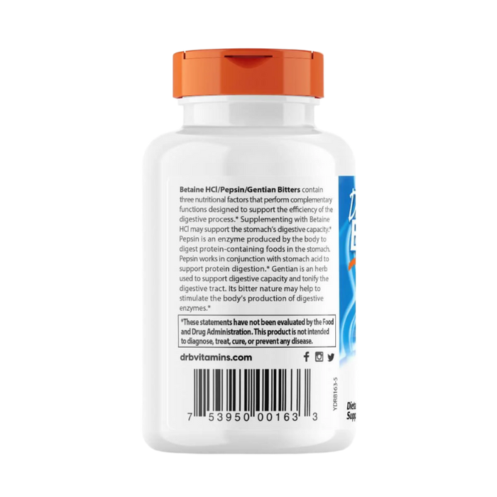 Doctor's Best Betaine HCL, Pepsin and Gentian Bitters 120 Capsules