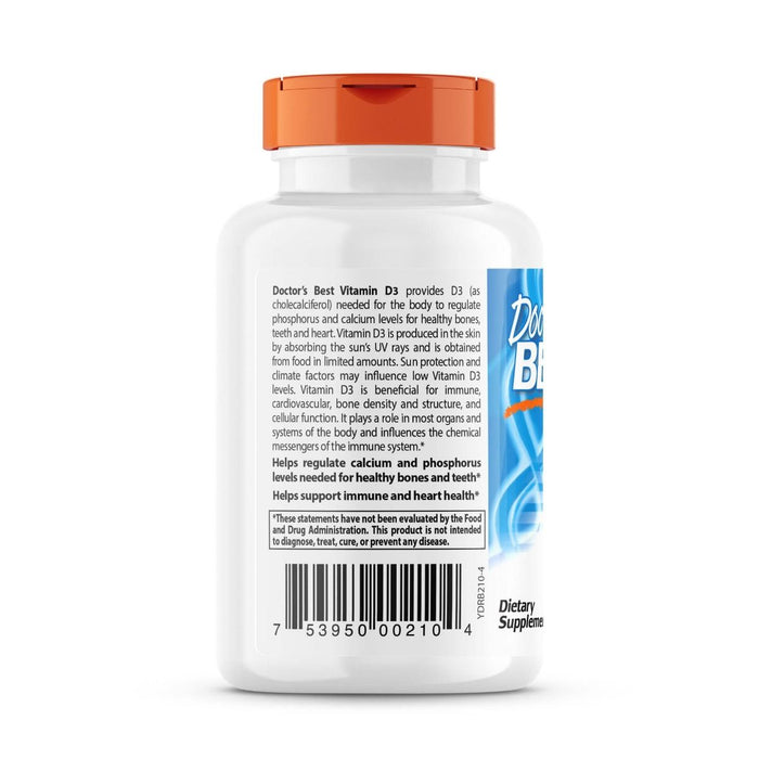 Doctor's Best Vitamin D3 50 mcg (2,000 IU) 180 Softgels - Vitamins & Minerals at MySupplementShop by Doctor's Best