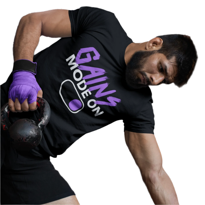 Gains Mode On Heavyweight Gym T-Shirt - My Supplement Shop Classic Fit