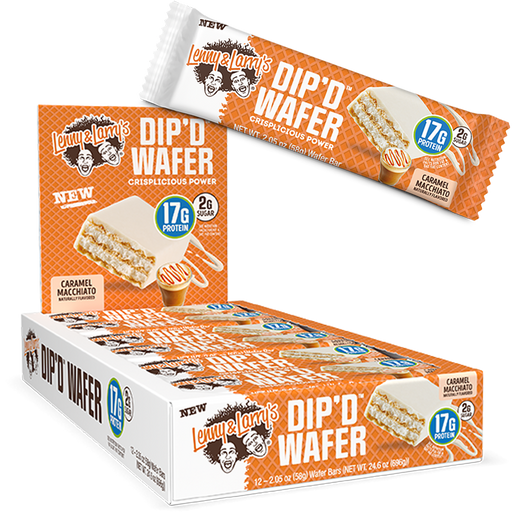 Lenny & Larry's Dip'd Wafer 12x58g Caramel Macchiato - Protein Wafer at MySupplementShop by Lenny & Larrys