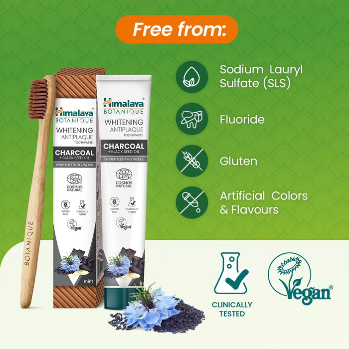 Himalaya Whitening Antiplaque Toothpaste Charcoal + Black Seed Oil 75ml.