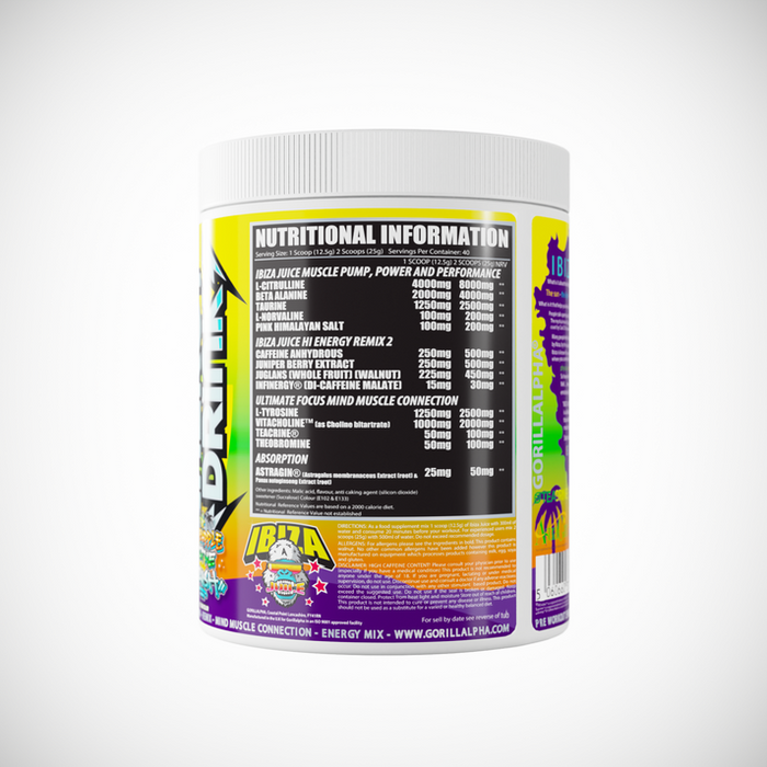 Gorillalpha Ibiza Juice Remix 2 Pre Workout 500g - Pre Workout at MySupplementShop by Gorillalpha