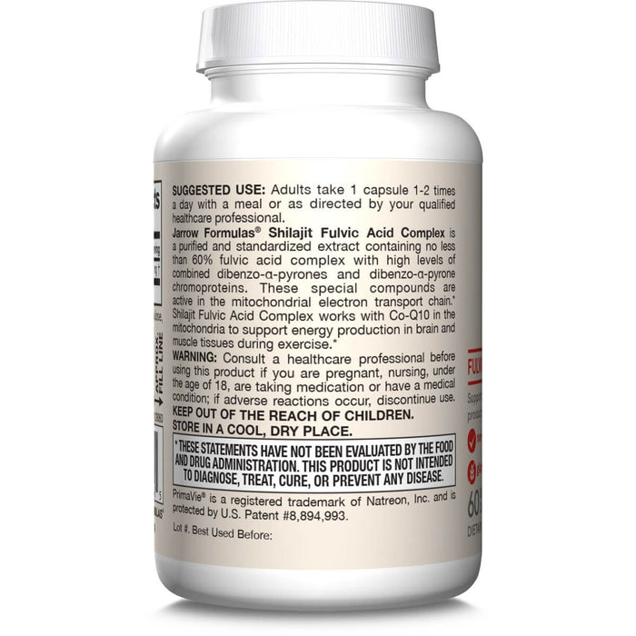 Jarrow Formulas Shilajit Fulvic Acid Complex 250 mg 60 Veggie Capsules - Health and Wellbeing at MySupplementShop by Jarrow Formulas